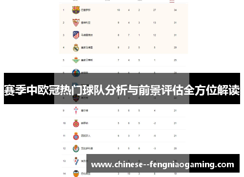 赛季中欧冠热门球队分析与前景评估全方位解读
