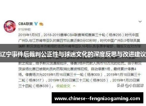 辽宁事件后裁判公正性与球迷文化的深度反思与改进建议